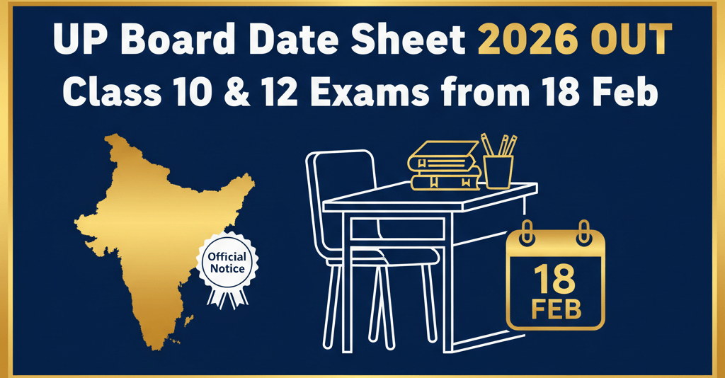 UP Board Exam Time table 2026 OUT Class 10 & 12 Exams from 18 Feb